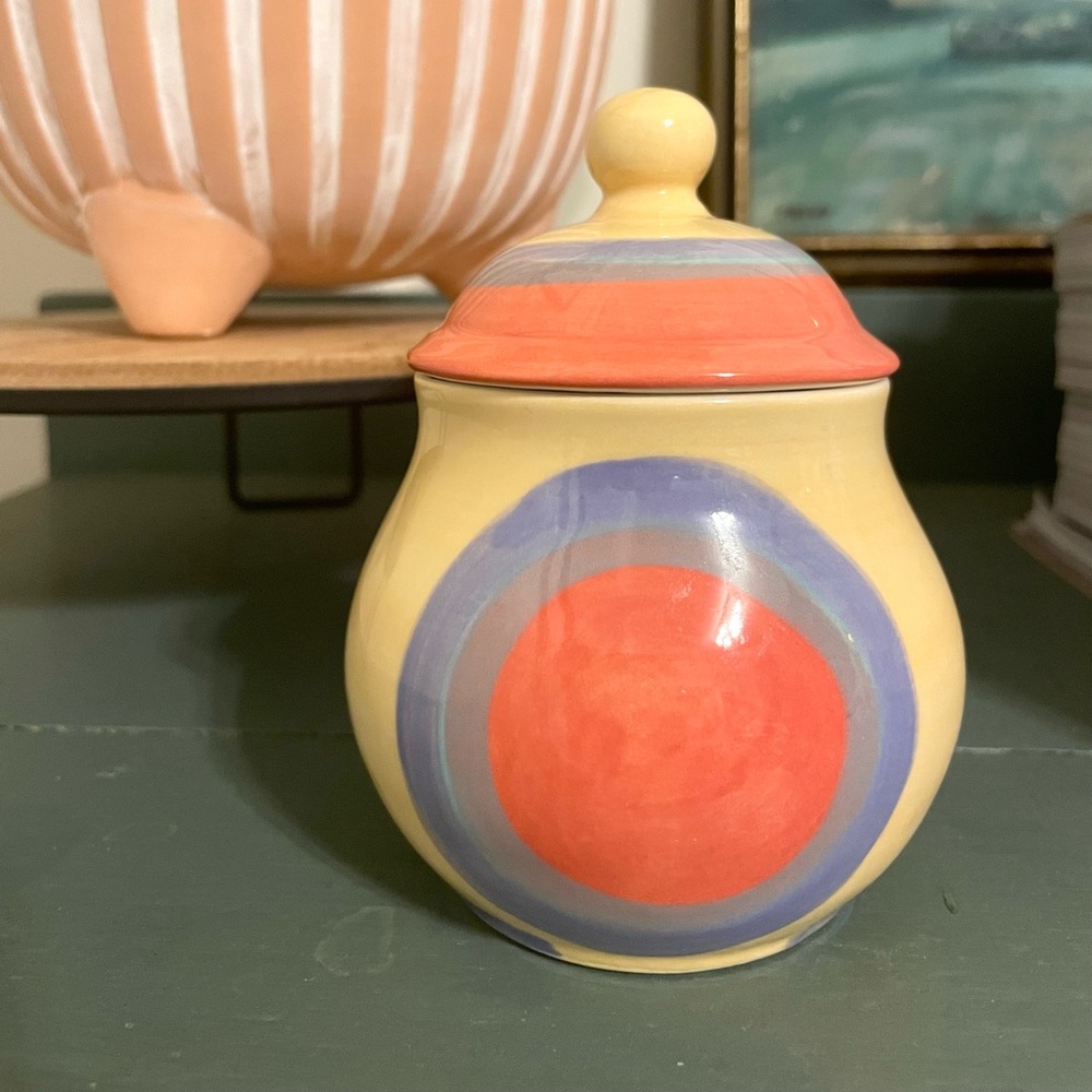 Gail Pittman Yellow “Creations” Painted Sugar Pot